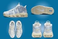 Here's a detailed look at the Air More Uptempo White Ocean Bliss shoes (Image via Sportskeeda)